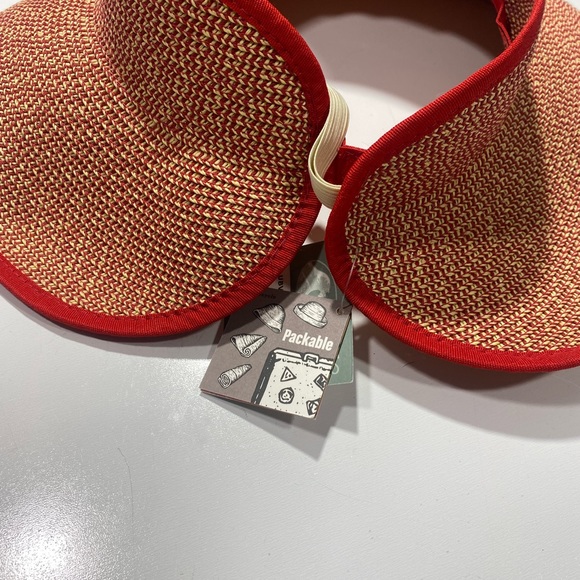 San Diego Hat Club Red Signature Ultra Large Brim Visor With UPF 50 Packable NWT - Picture 10 of 12